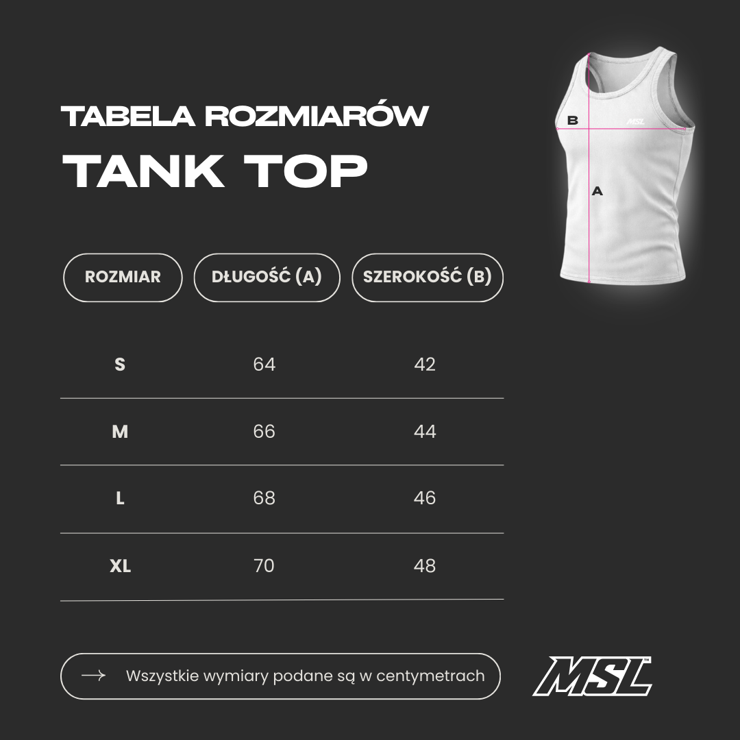 Tabela rozmiarów Tank Top Arctic White
